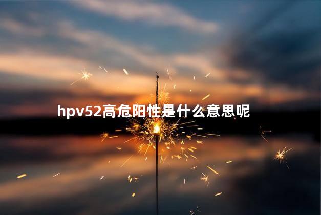 hpv52高危阳性是什么意思呢